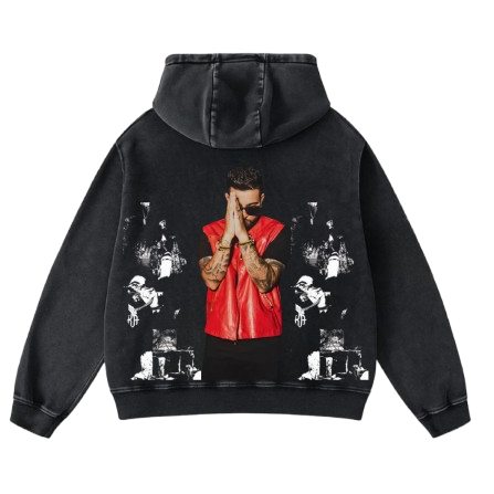 Karan Aujla Inspired Red Vest Graphic Hoodie – Premium Oversized Streetwear