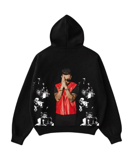 Karan Aujla Inspired Red Vest Graphic Hoodie – Premium Oversized Streetwear