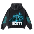 Travis Scott Oversized Hoodie with Futuristic Blue Art