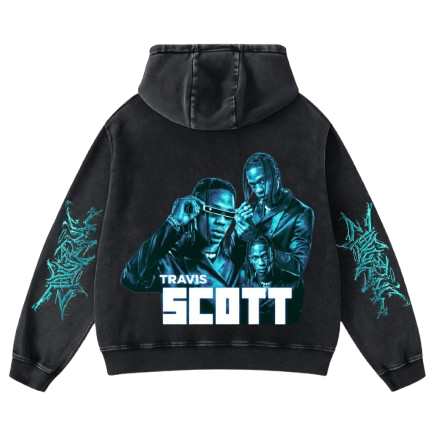 Travis Scott Oversized Hoodie with Futuristic Blue Art