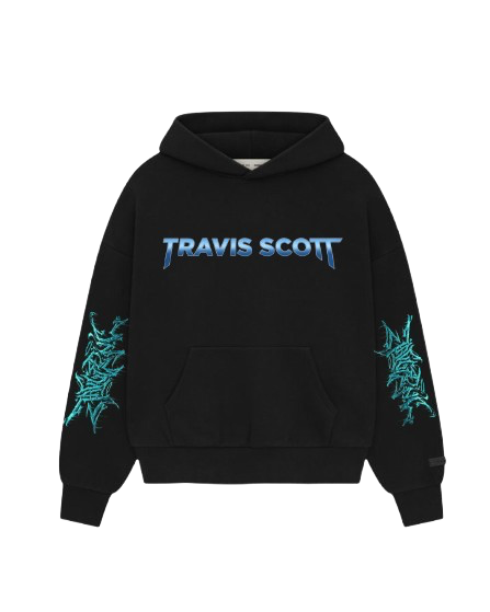 Travis Scott Oversized Hoodie with Futuristic Blue Art